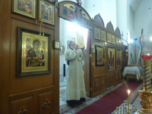 В канун Недели 7-й по Пасхе Игумен Нестор (Болков ) совершил всенощное бдение в Богоявленском мужском монастыре., 