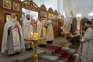 В Богоявленском мужском монастыре  совершили   Божественную Литургию  святителя Иоанна Златоуста в Неделю 33-ю по Пятидесятнице., 