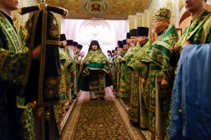 Настоятель Богоявленского мужского монастыря города Челябинска игумен Нестор (Болков)с клириками мужской обители принял участие в Божественной Литургии в Свято- Симеоновском Кафедральном соборе., 