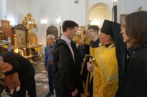 В канун празднования Собора Московских святителей Игумен Нестор совершил всенощное бдение в Богоявленском мужском монастыре., 