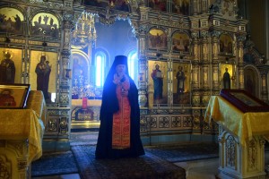 Настоятель Богоявленского мужского монастыря Челябинска Игумен Нестор (Болков) с клириками мужского монастыря принял участие  в всенощном бдении в Свято-Симеоновском кафедральном Соборе ., 