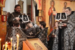 Настоятель Богоявленского мужского монастыря города Челябинска игумен Нестор (Болков) с клириками Богоявленского мужского монастыря принял участие в Божественной Литургии в храме святителя Василия Великого в  Челябинске., 